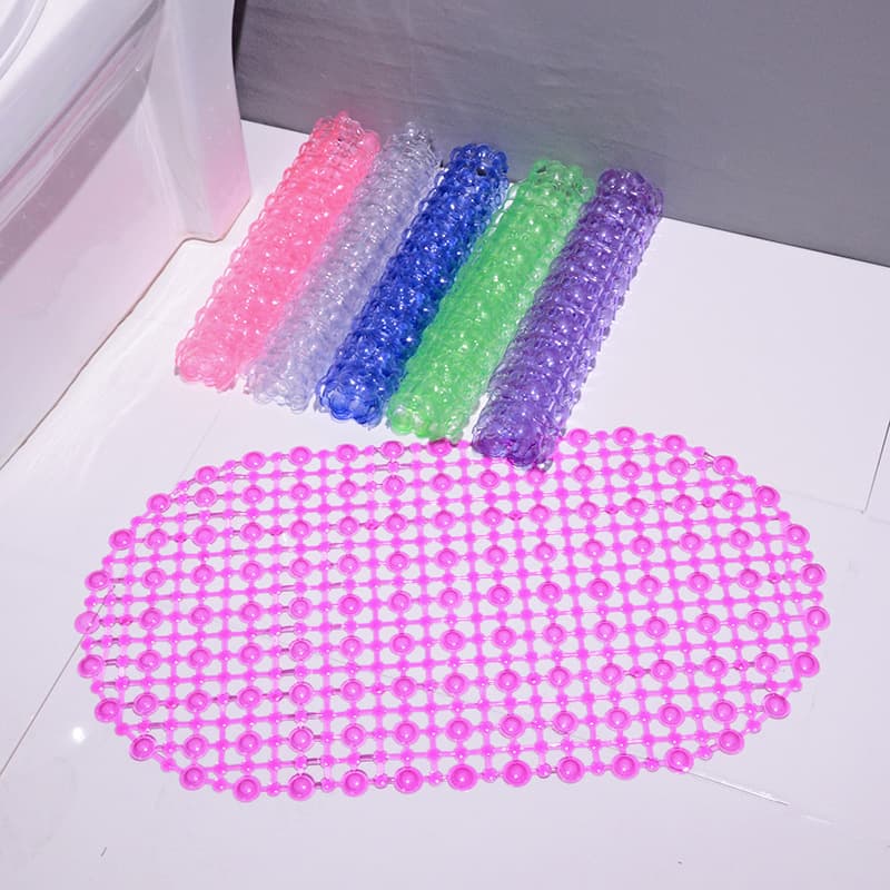 Bathroom Shower Suction Cup Foot Mat PVC Translucent Water Droplet Non-Slip Bath Mat Factory Price Wholesale
