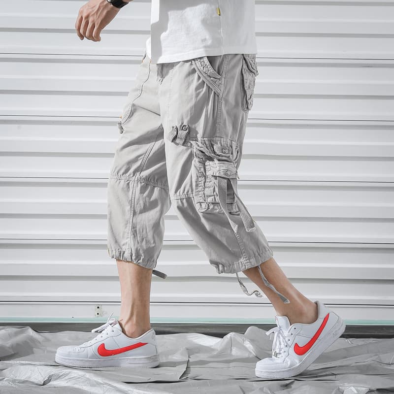 Casual Capri Pants for Men, Korean-style Shorts, 7/10 Length, Fashionable Workwear