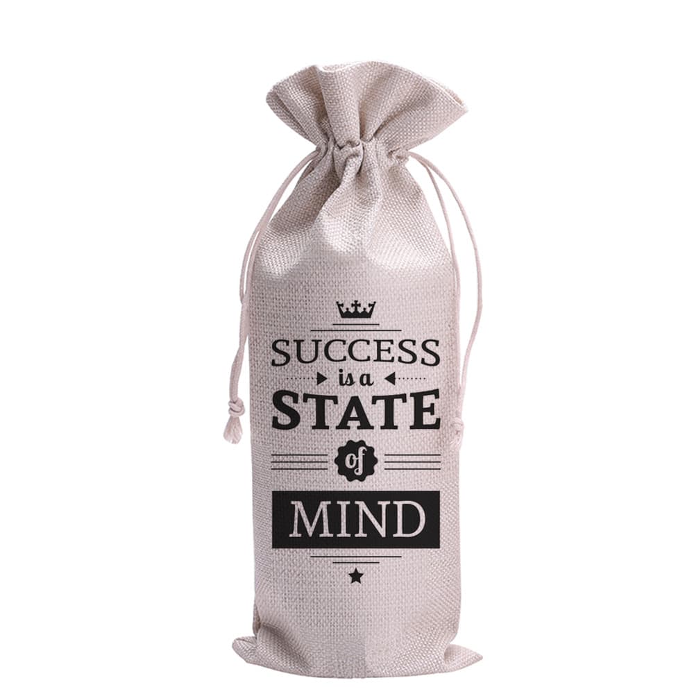 Inspirational Letter Linen Wine Bag, Customizable Logo Hemp Drawstring Gift Pouch