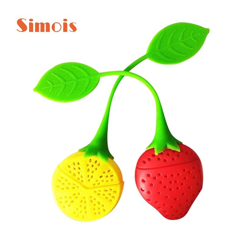 Simois Mini Strawberry Lemon Tea Infuser, Silicone Tea Strainer Bag or Tea Ball for Filtering
