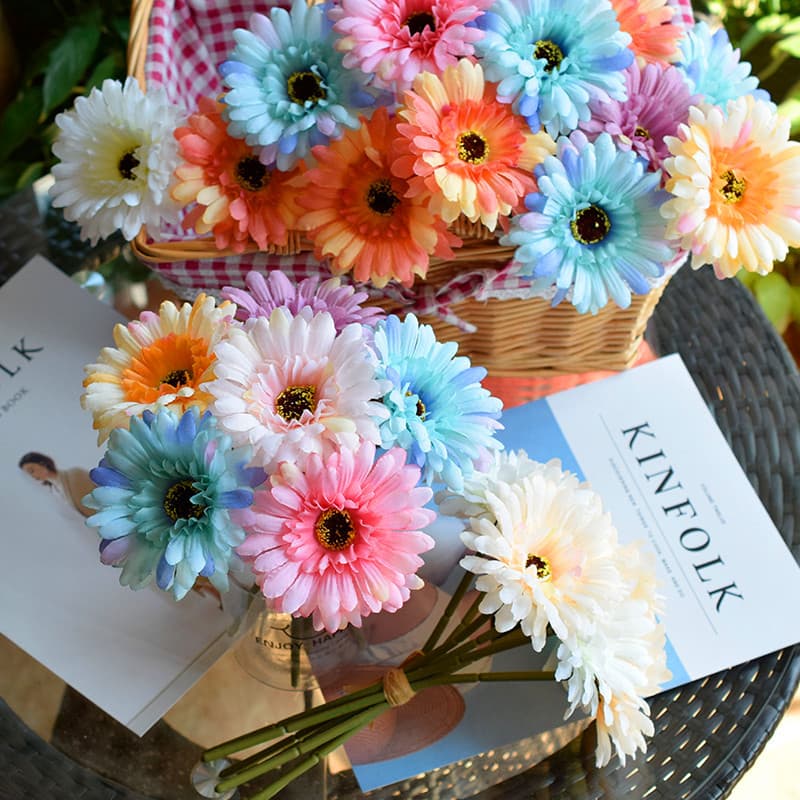 Romantic Nordic Style Home Decor Flowers Artificial Forget-me-not Wedding Bouquet African Daisy Everlasting Flowers