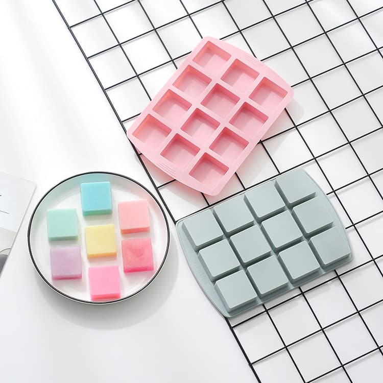 In Stock 12-Cell Square Silicone Mold Ice Cube Tray for Homemade Jelly Pudding Brown Sugar Mold Chocolate Baking Mold