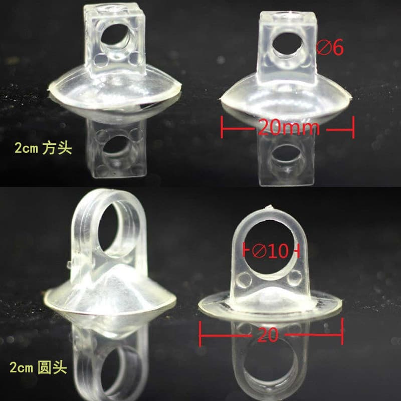 Factory direct sales 2cm square head suction cup, aquarium thermometer fixed large head PVC transparent perforated suction cup.