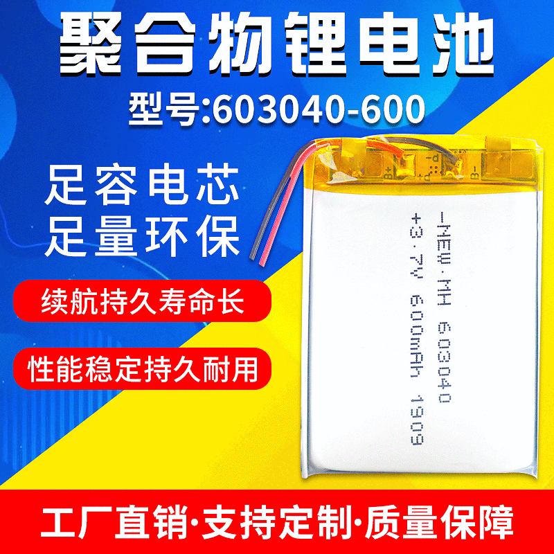 603040 Polymer Lithium Battery 600mAh for Humidifier, Pet Water Dispenser, Smart Bracelet Battery Cell Custom