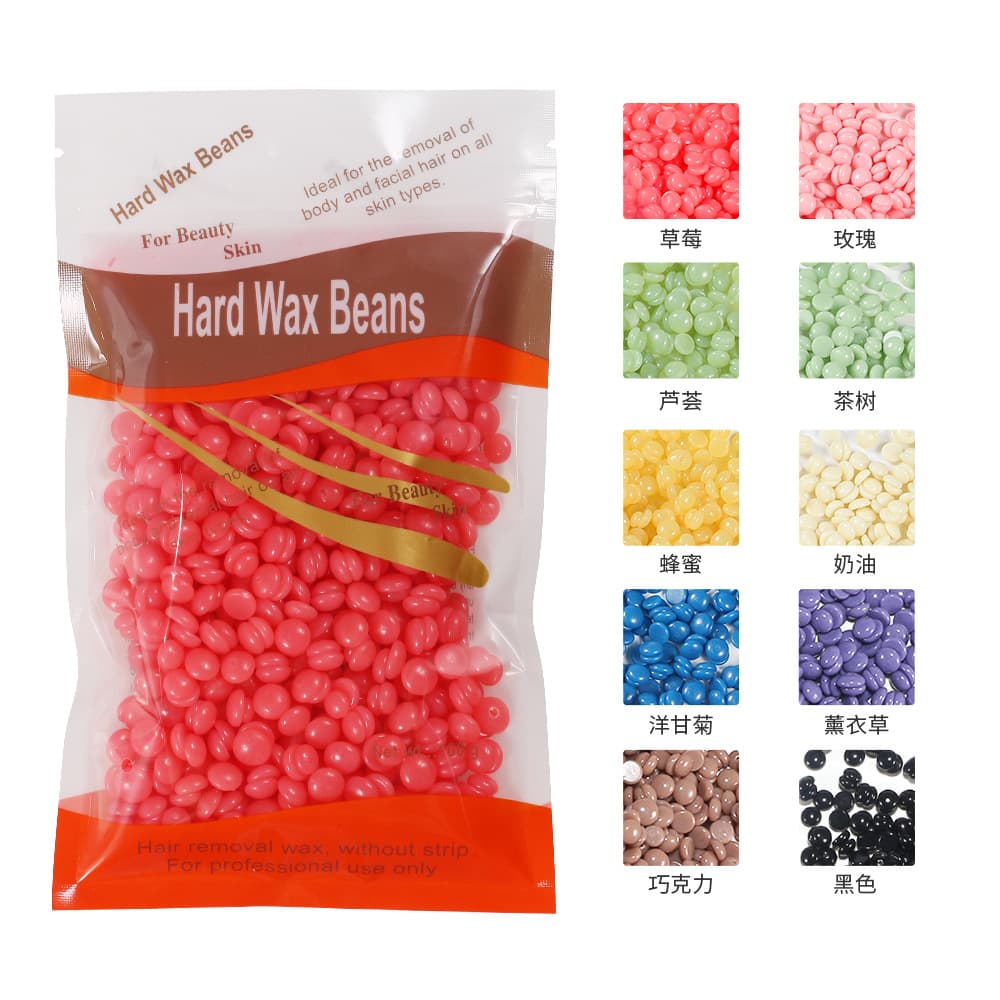 Cross-border Trade 100g Paper-Free Hard Wax Beans Solid Hard Wax Beads Body Hair Removal Wax in 10 Colors Orange Bag