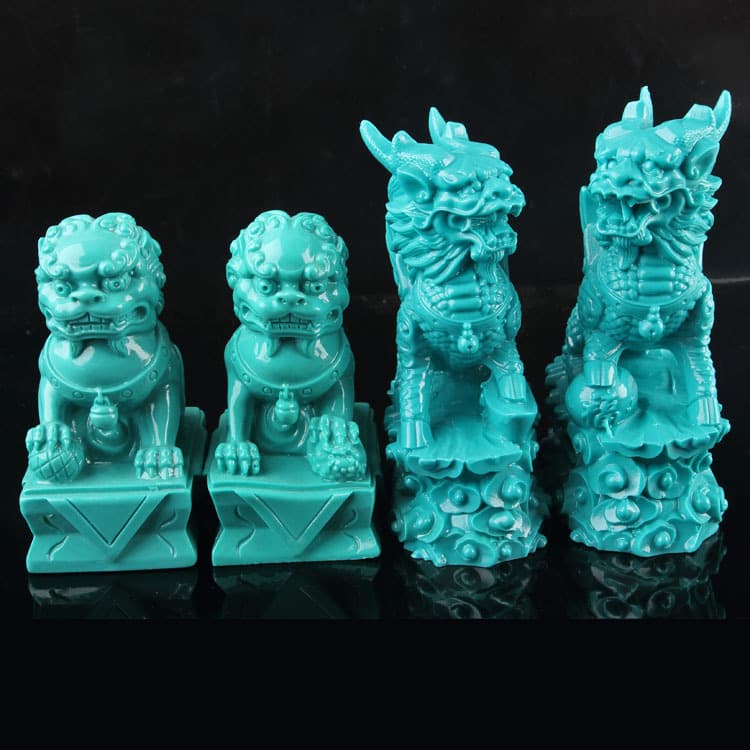 Turquoise Ornaments Green Mother Yellow God of Wealth Turquoise Kirin Ornaments Lion Chinese Living Room Ornaments Wholesale