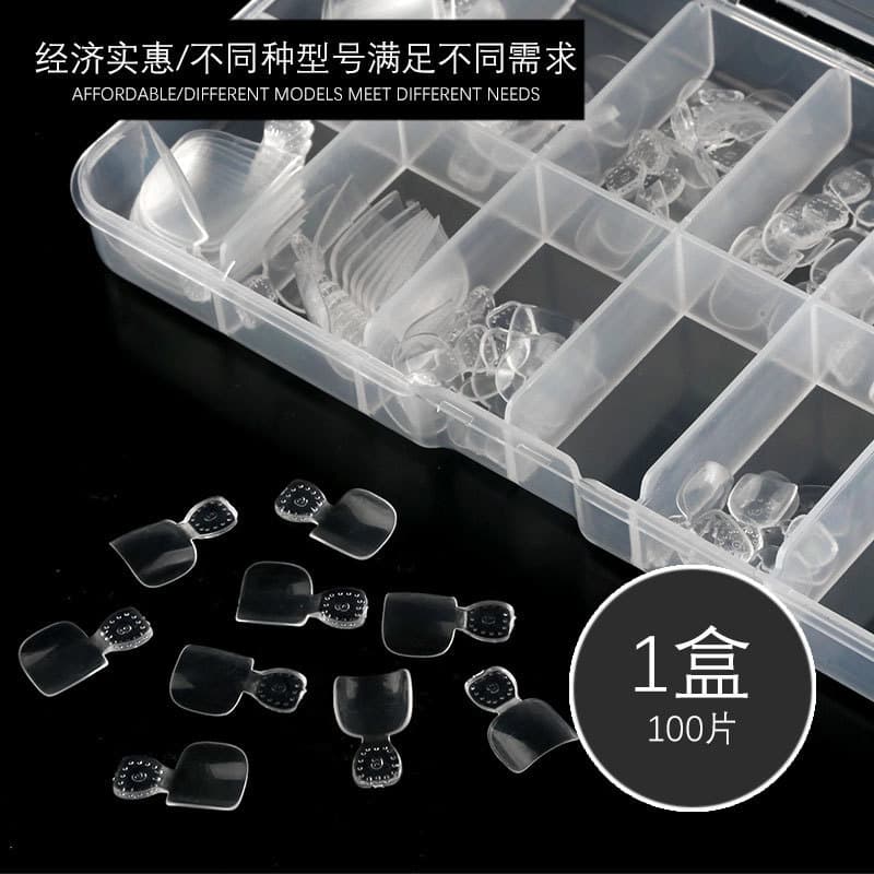 100-Piece Box Toe Nail Tips Full Cover False Toenails Natural Transparent Color
