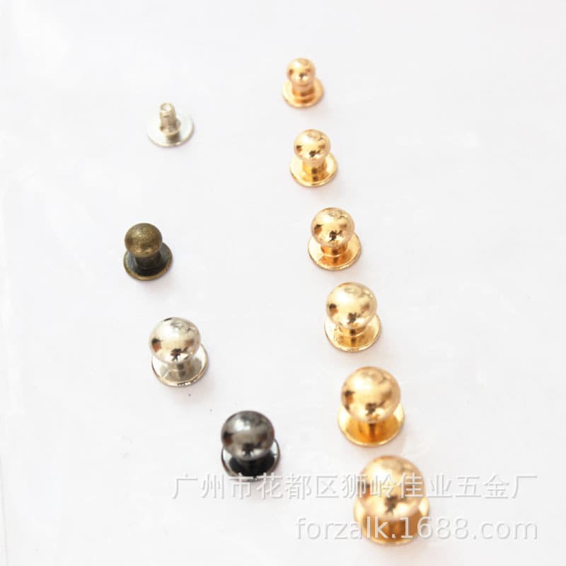Round head rivets for luggage hardware, decorative nipple rivets, 4-12mm round head with screws.