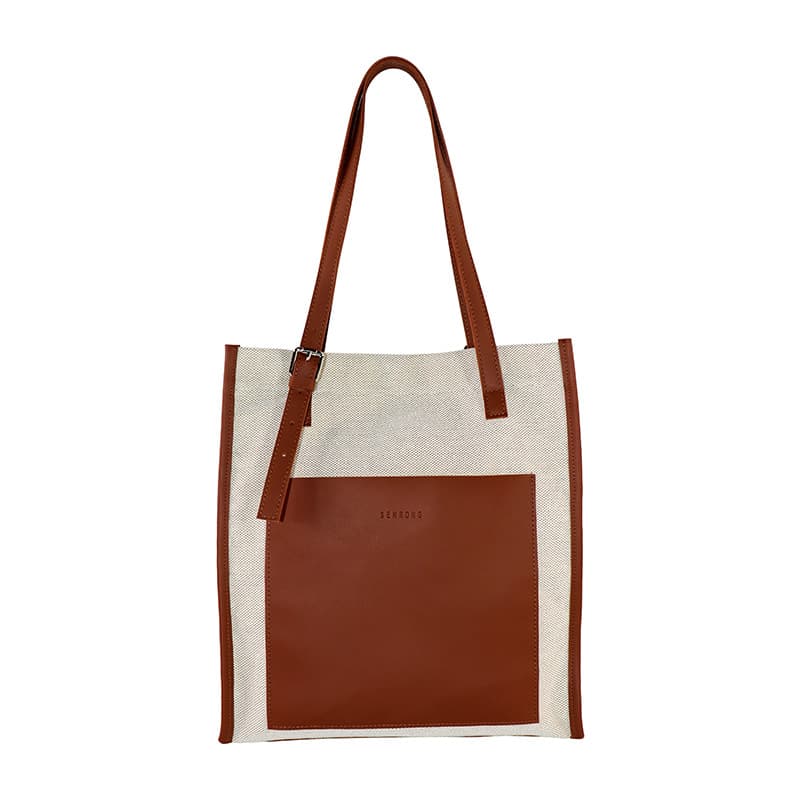 canvas bags French Retro Shoulder Bag Color-Block Tote PU Canvas Bag Export to Japan Single Shoulder Handbag