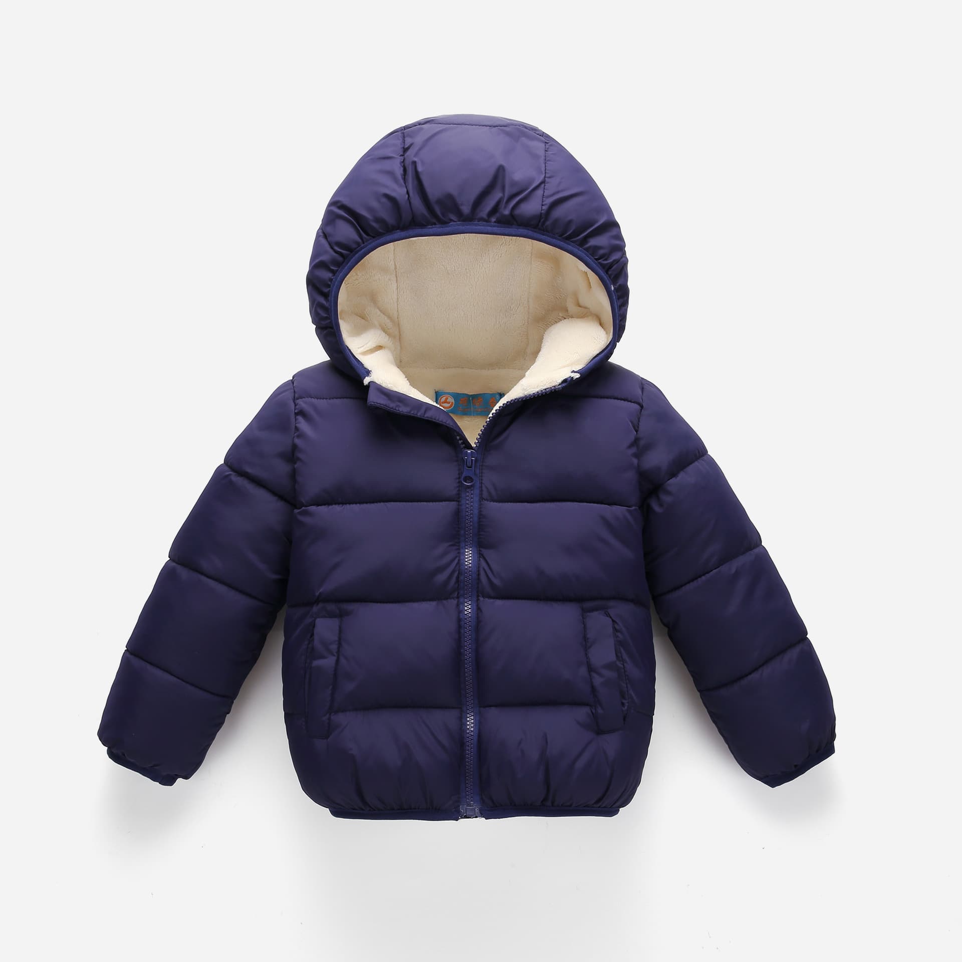 Cross-Border Kids Solid Color Hooded Cotton Coat Boys Girls Lined Cotton Jacket Autumn Winter Thick Warm Cotton Padded Lined Coat