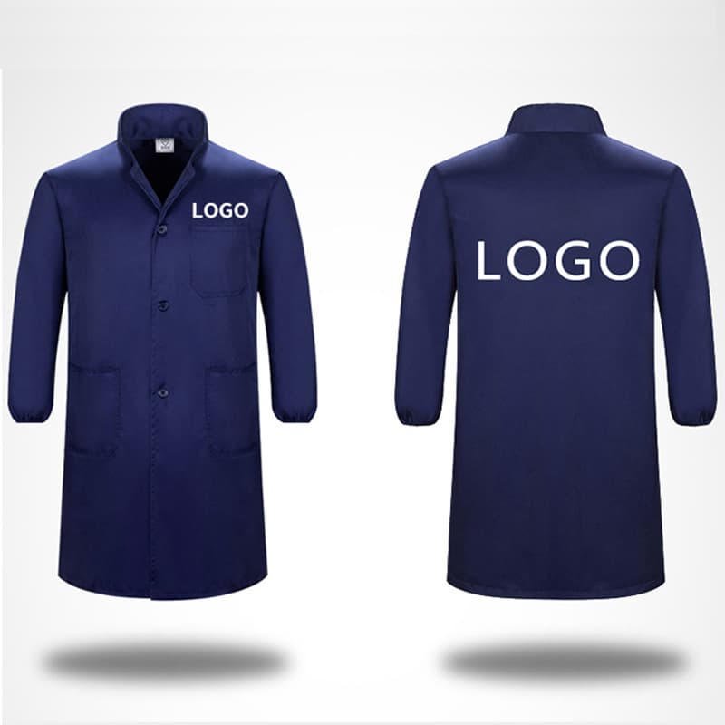 Long-sleeve Blue Lab Coat for Warehouse Food Workwear, Food Factory Labor Protection Uniform, Anti-static Quick-dry