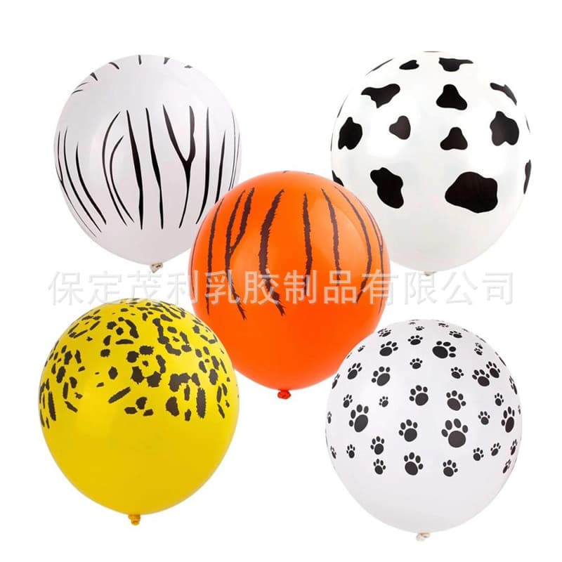 Cross-border sales 12-inch cow print map print balloons 2.8g watermelon print leopard print tiger print animal print balloons