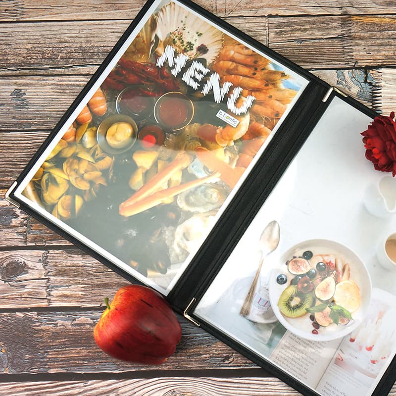 Western Menu Book, Order Clip, Transparent PVC Menu Book A4 3 Pages 6 Panels, Customizable PVC Menu Options