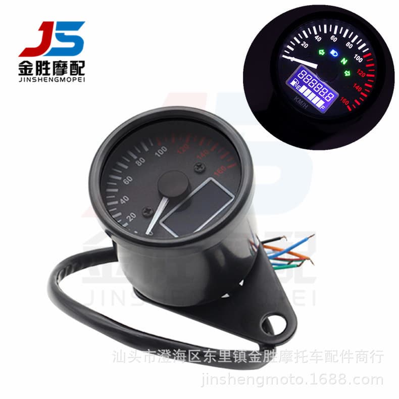 Motorcycle Retro Modification Instrument Mechanical Odometer LCD Multi-functional Fuel Gauge Assembly CG Tianjun Universal