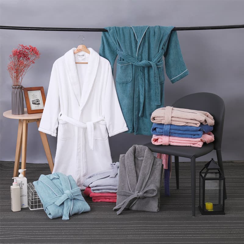 Hotel Robe Long Pure Cotton Towel Material Adult Couple Sleepwear Spring Autumn White Bath Kimono Logo Wholesale