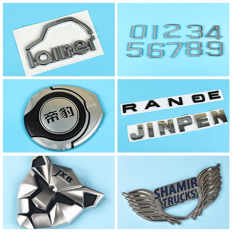 asb electroplating nameplate can be printed with logo battery car label affixed to aluminum car logo sign processing injection molded plastic sign