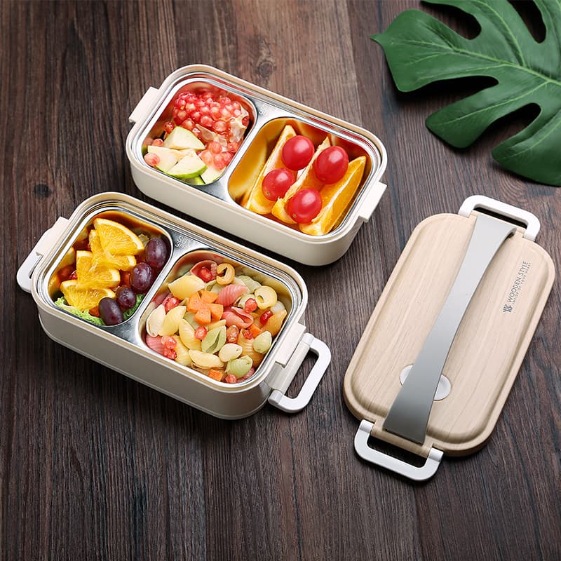 Ins Internet Celebrity 304 Double-Layer Stainless Steel Lunch Box Divided Insulated Lunch Box Student Adult Lunch Box Foobox