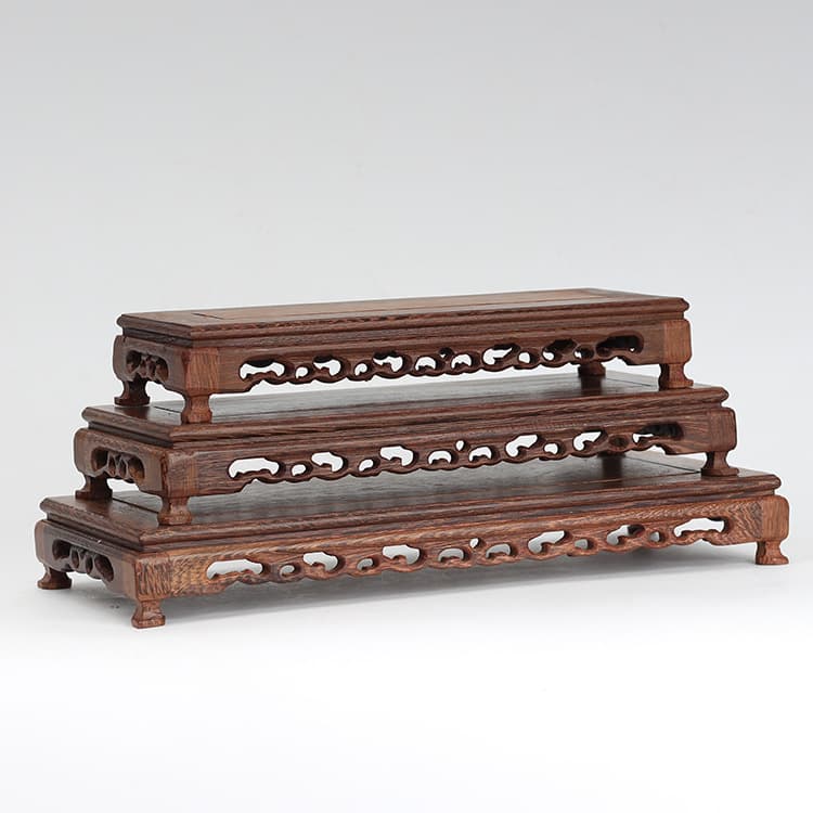 Chicken Wing Wood Jade Carving Curio Stone Base Handicraft Ornament Rosewood Rectangular Melon Seed Display Stand