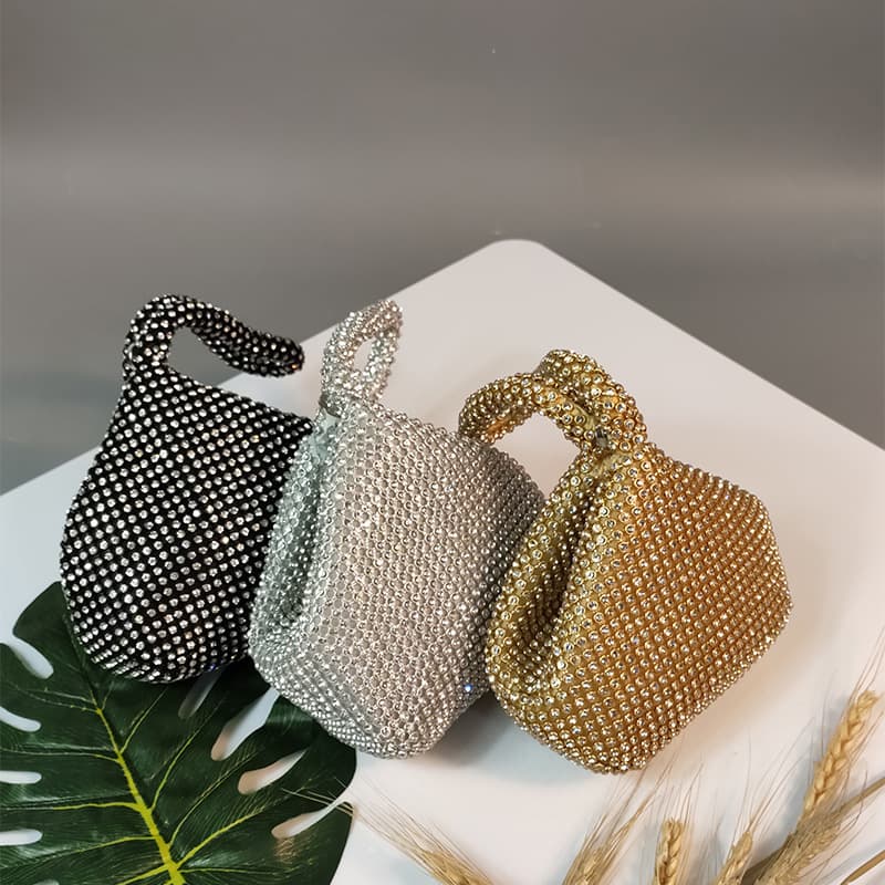 Vintage Full Mini Triangle Round Handbag Women's Portable Soft Flash Dumpling Handbag Evening Party Small Bag