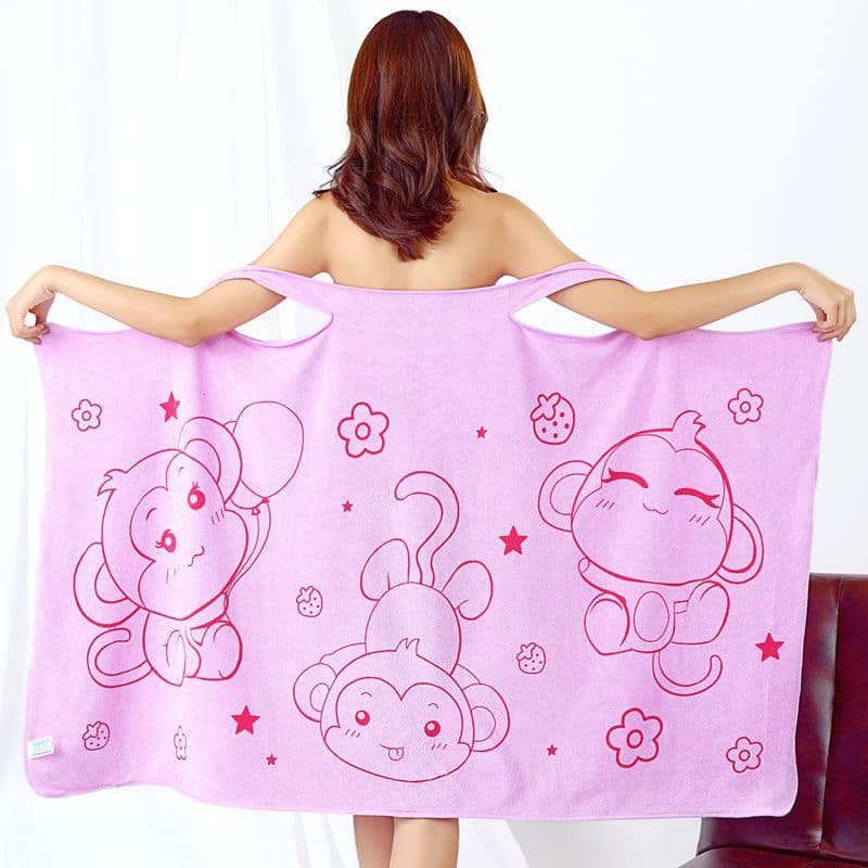 Fiber polyester and brocade versatile magic women's bath towel can wear suspender bath skirt 80*135 thickened absorbent bathrobe wholesale beach