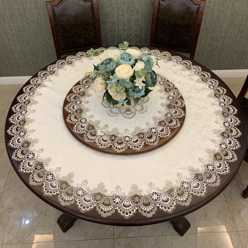 American Style Round Tablecloth Chinese Fabric Coffee Table European Lace Rectangular Dining Table Home Use Round Tablecloth