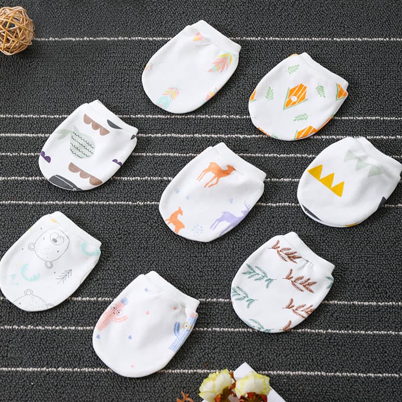 Yanhe Newborn Baby Anti-Scratch Gloves All-Season Cotton Infant Gloves Cartoon Cross-border