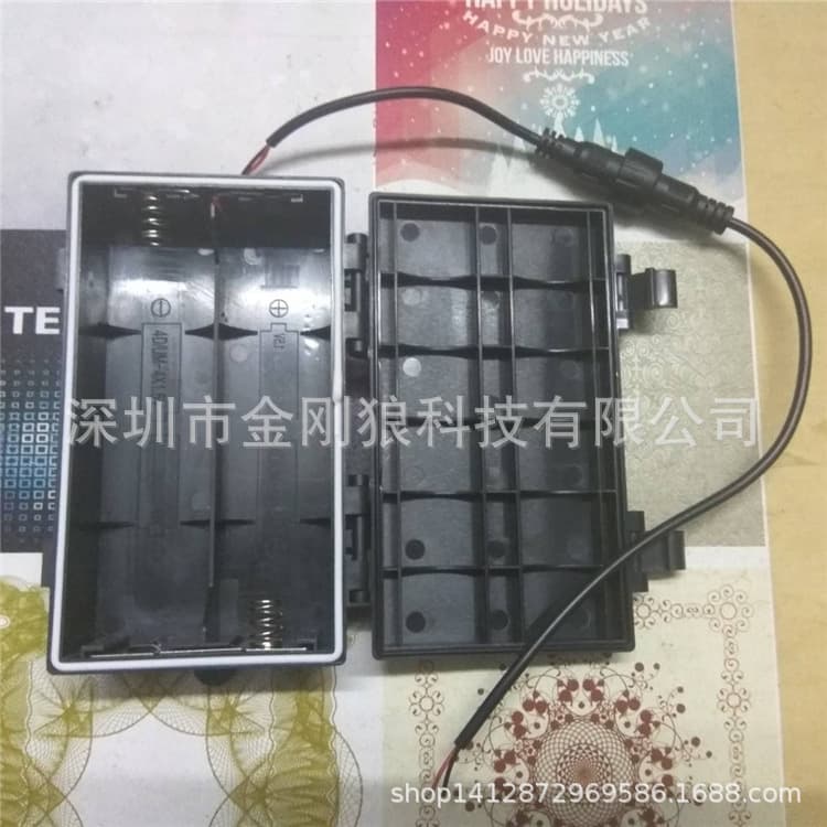 4-section No. 1 waterproof battery box with cover, waterproof DC plug 5521, 4*D type large outdoor waterproof sealed box