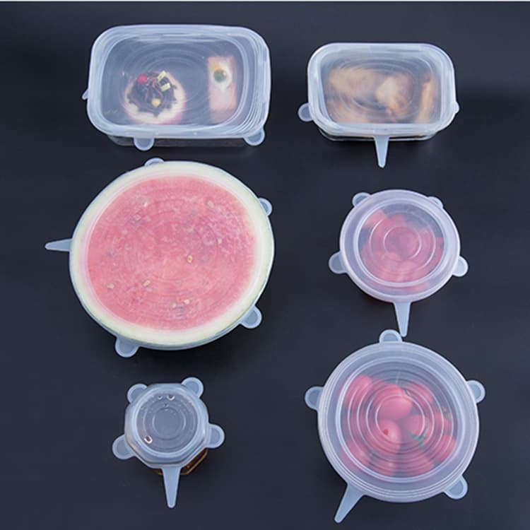6-piece silicone food storage lid set, multi-functional leak-proof food storage lid, fruit and vegetable preservation film, water cup dustproof lid, bowl lid