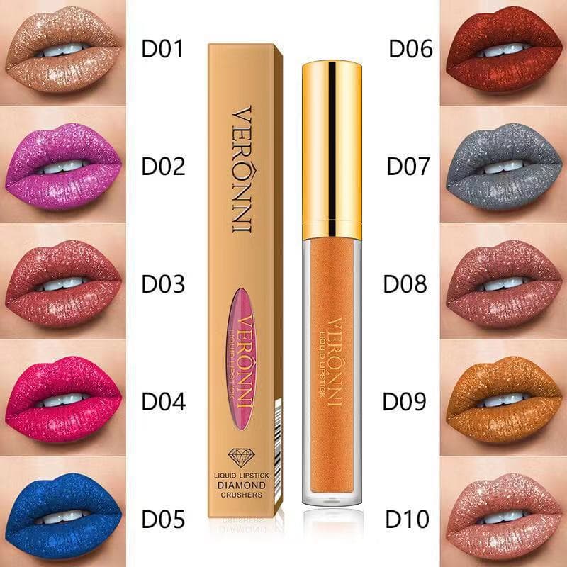 VERONNI Glitter Flip Matte Pearl Lip Gloss Non-Stick Diamond Lip Gloss Wish