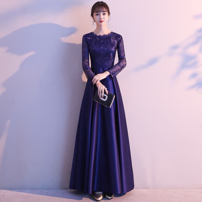 Women's Evening Dress 2026 New Banquet Gown Long-Sleeve Annual Meeting Celebrity Slim Fit Hostess Long Dress Summer