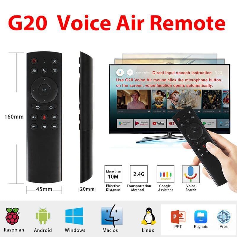 G20 2.4G Wireless Voice Remote for Set-top Box, Air Mouse with G20S Google Voice Search Bluetooth