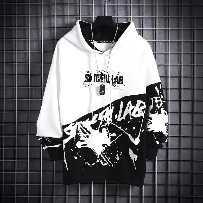 Loose Fit Men's Hoodie Long Sleeve Color Block Spring Autumn Trendy Streetwear Brand Sweatshirt Casual Comfortable Top