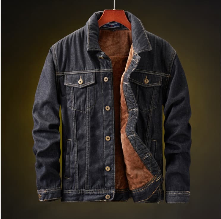 2018 Winter New Style Men's Denim Jacket, Fleece-lined Thickened Warm Cotton Coat, Korean Style Slim-fit Trendy Large Size Jacket