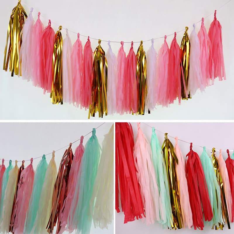 Wholesale 5 Paper Tassels Birthday Party Decoration Set, Streamer Tassel Kit, Decorative Paper Hanging Accessories