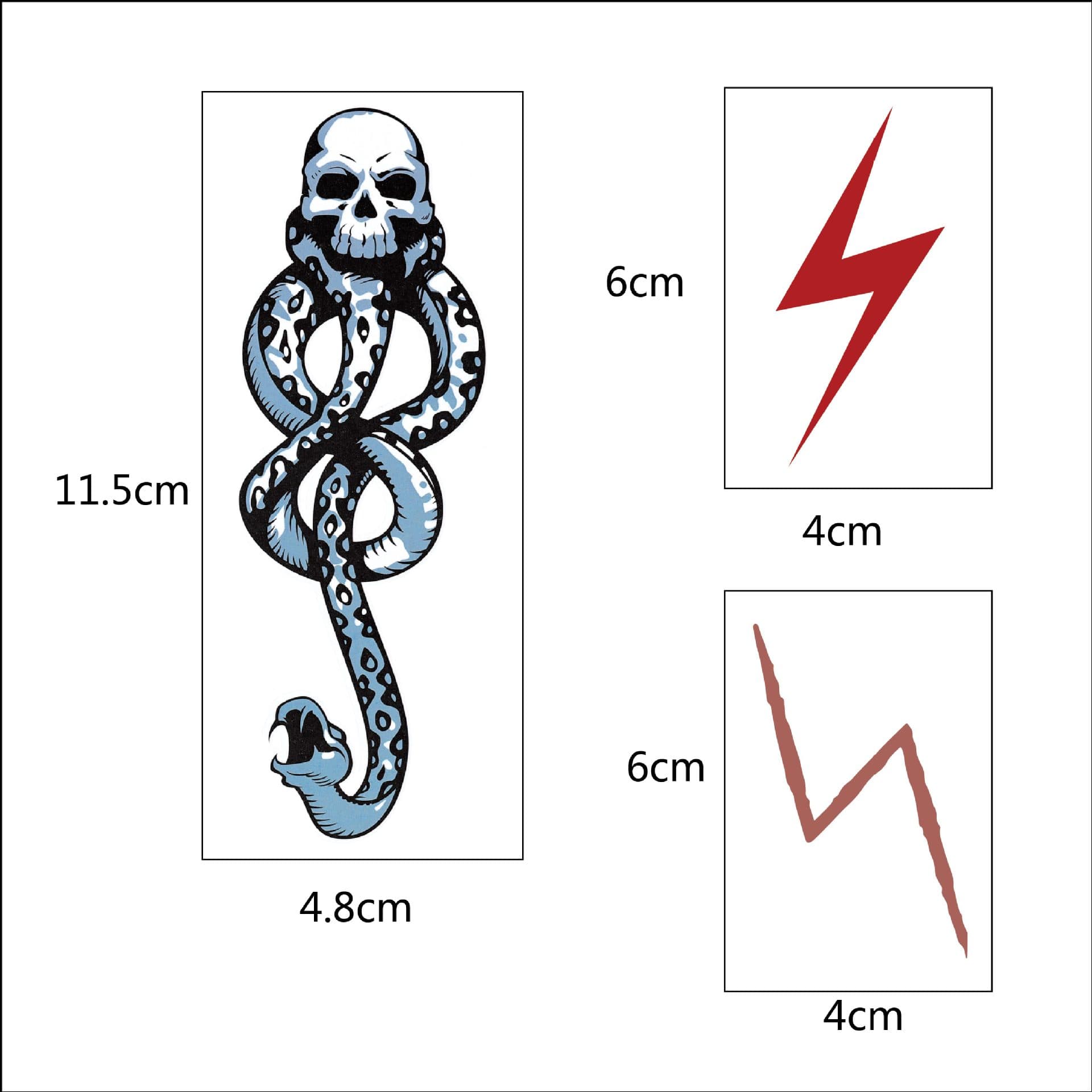 Lightning tattoo sticker Death Death Eater skull snake head Voldemort sticker Harry Bo cosplay prop Holy Grail