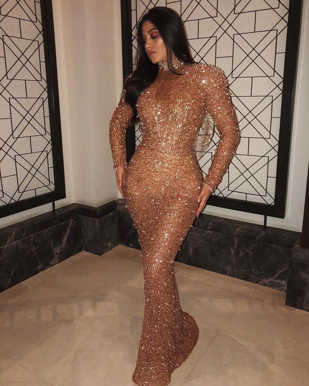 2025 European and American Spring New Foreign Trade Women's Clothing eBay Amazon Long Sleeve Casual Backless Golden Dress