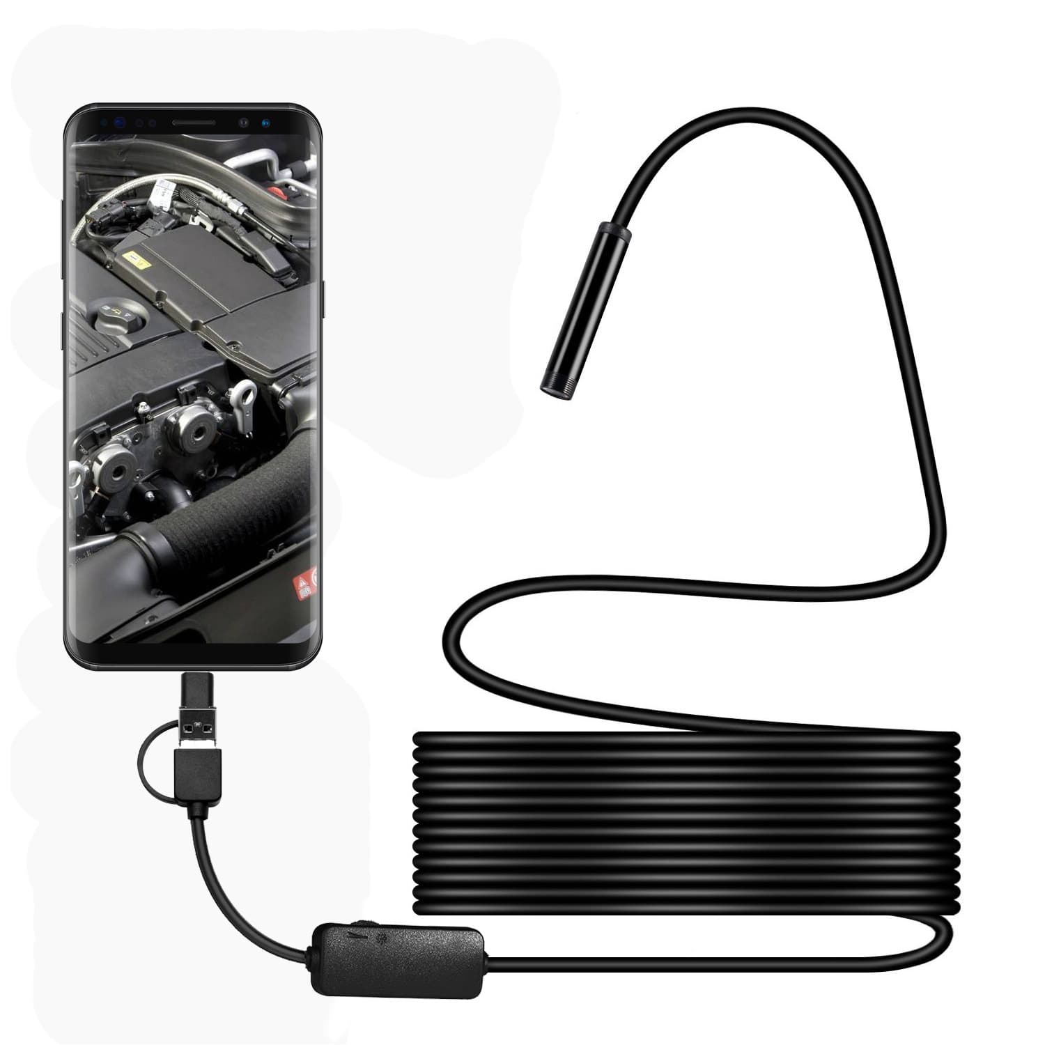Industrial-grade mobile endoscope camera with 7/8mm lens, Android/computer Type-C/USB interface.