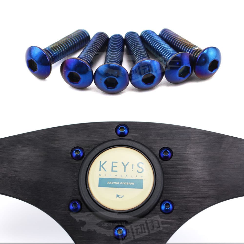 Car Modified Steering Wheel Screws, Blue-Tempered Racing ND Steering Wheel Screws, Universal for 13/14 Inch Steering Wheels