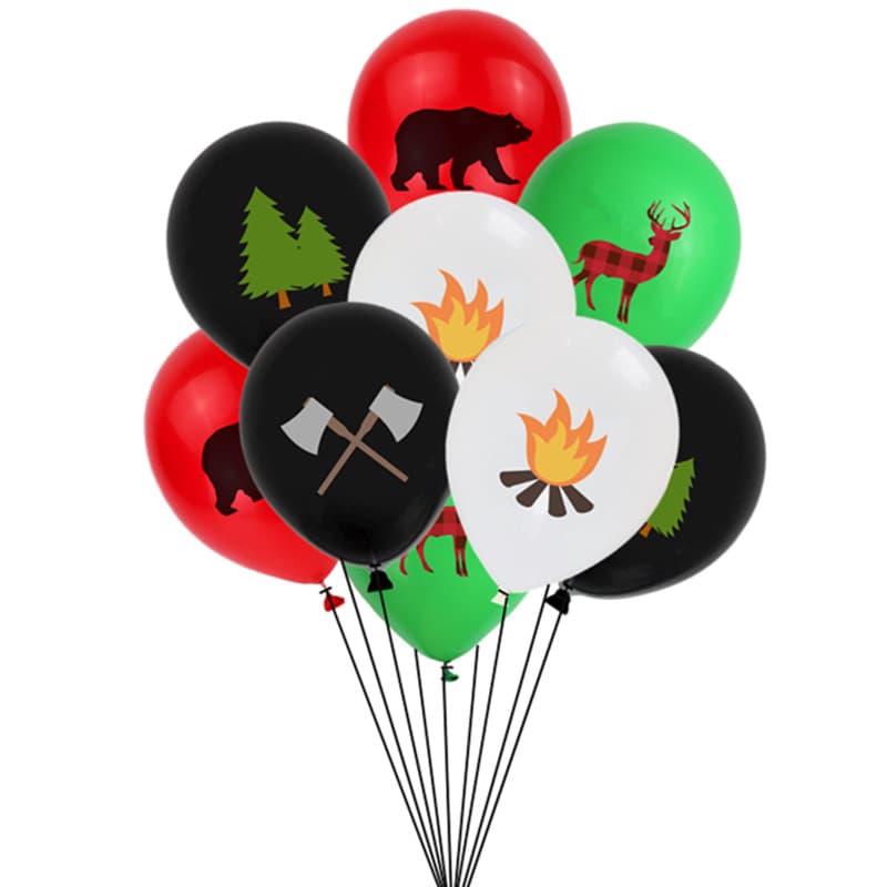 Cross-border 12-inch Cartoon Jungle Animal Print Balloons, Lumberjack Theme Birthday Party Decoration Supplies