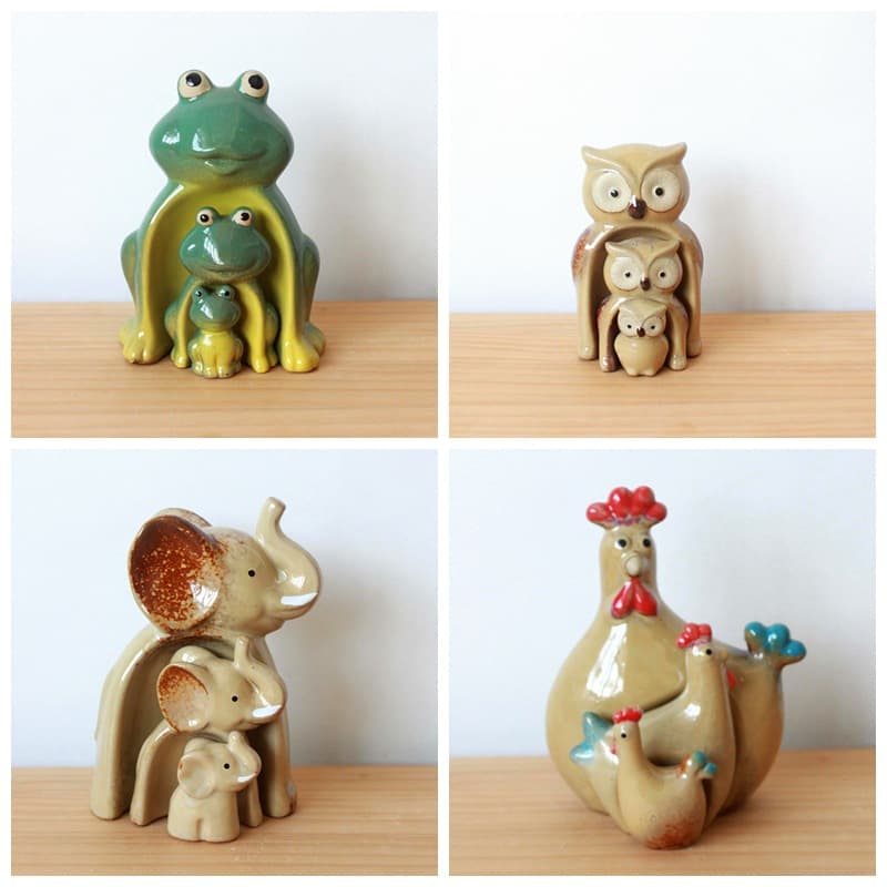 Supply kiln-changed glaze ceramic animal crafts, home ceramic animal ornament owl home decoration 0356