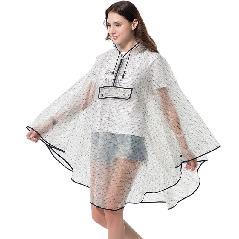 Cross-border bestseller EVA fashionable transparent cloak rain poncho for adults, unisex extra-large and thick, suitable for outdoor hiking and cycling.
