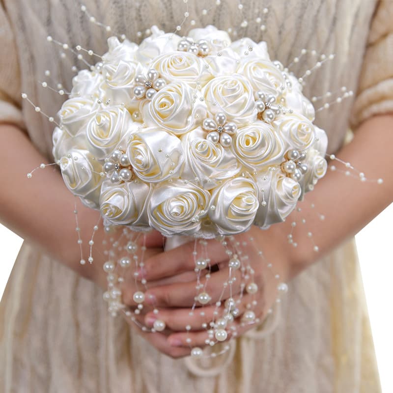 809 Eternal Angel Wedding Bridal Bouquet Beaded Artificial Flowers Satin Fabric Wedding Favors Valentine's Day Gifts