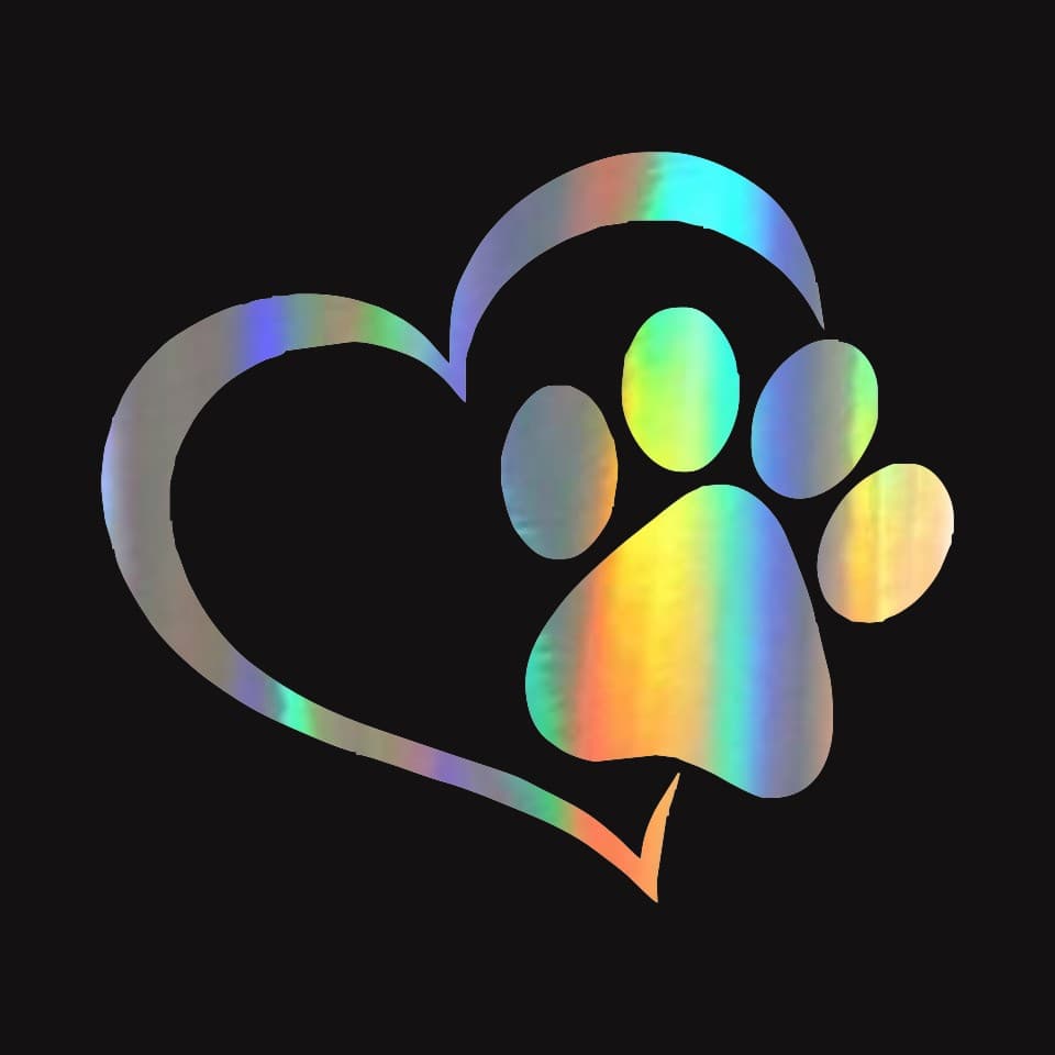 Heart Paw Vinyl Decal Reflective Love Paw Print Car Sticker Dog Paw Print