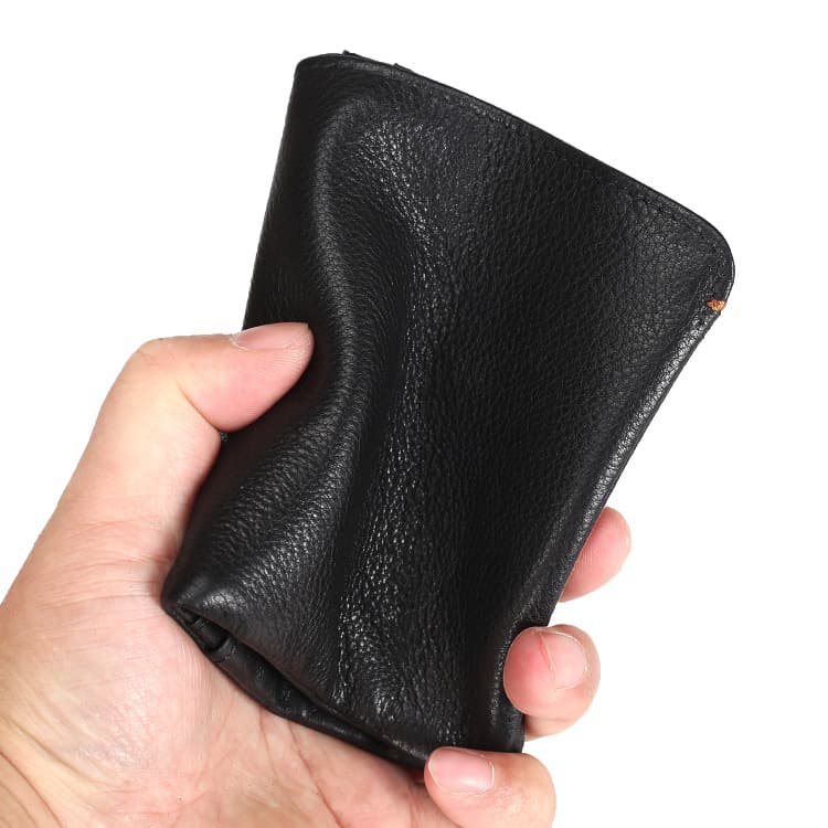 Super Soft Wallet Men's Short Genuine Leather Youth Top Layer Cowhide Handmade Two-fold Ultra-thin Vertical Wallet Mini Wallet