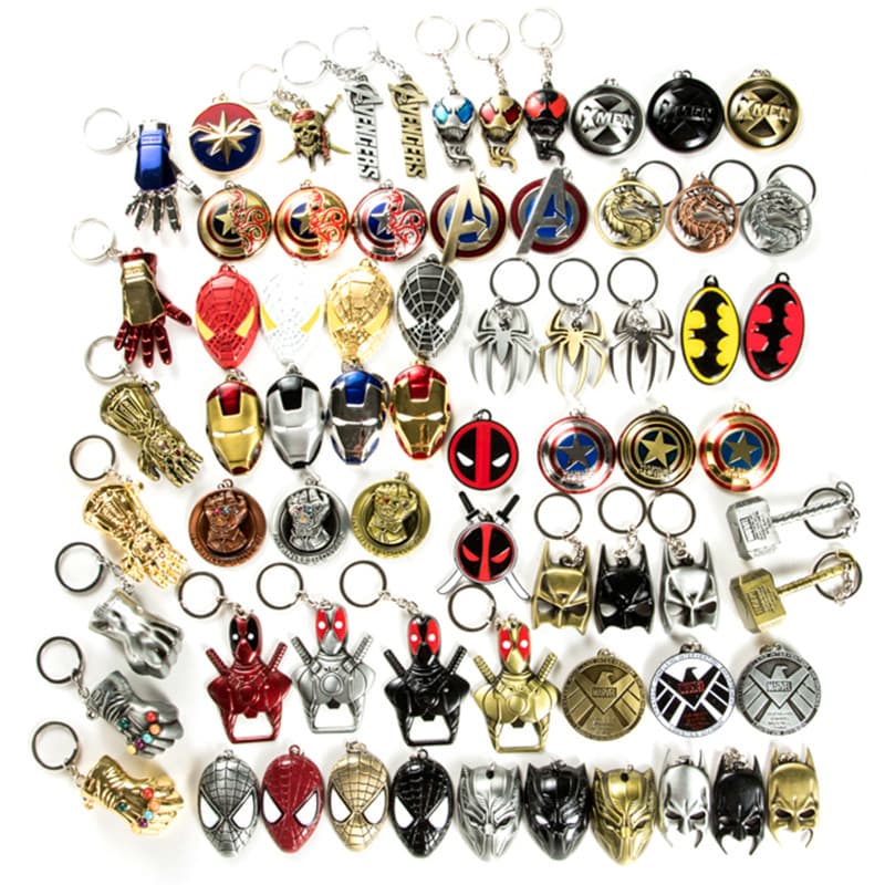 Marvel Metal Car Keychain Avengers Iron Man Spider-Man Mask Pendant Vehicle Business Gift