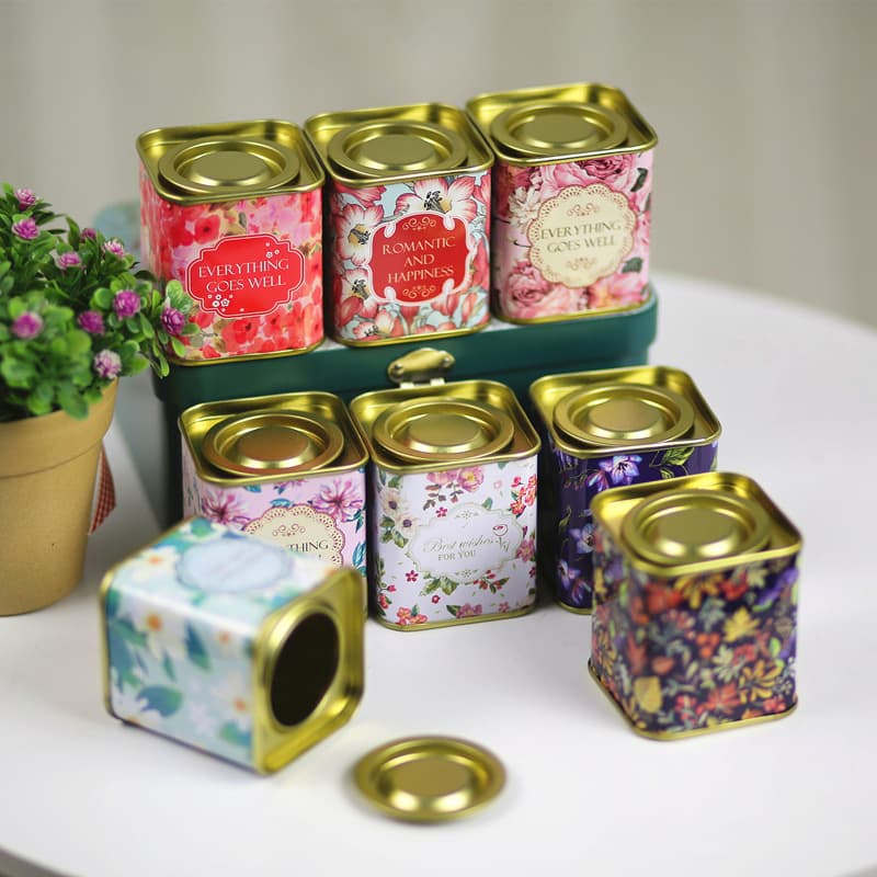 Tea Canister Box Packaging Flower Tea Tin Sealed Tea Canister Tinplate Home Use Portable Packaging Box