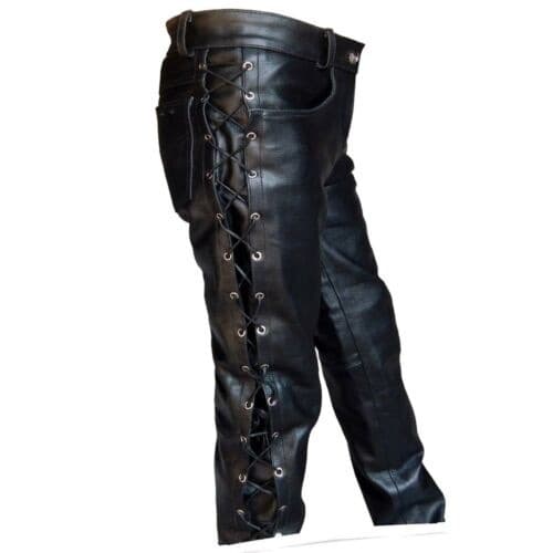 2019o0001wish Amazon Skinny Solid PU Lace-Up Casual Leather Pants High-Waist Trendy European and American Style