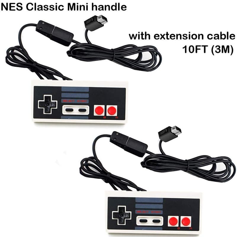NES Wired Game Controller Retro Red White Machine Cable 3 Meters Long Classic Reenactment ABS Material Non-Vibration Gamepad