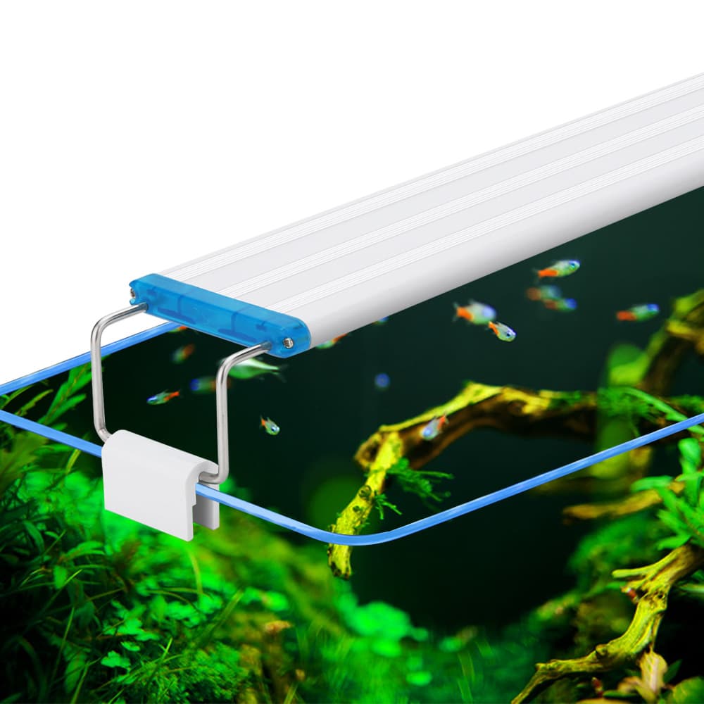 Ultra-Thin LED Aquarium Light Blue White Tri-Color Changing Plant Scenery Light Fish Tank Stand Light PVC Material Growth Lighting