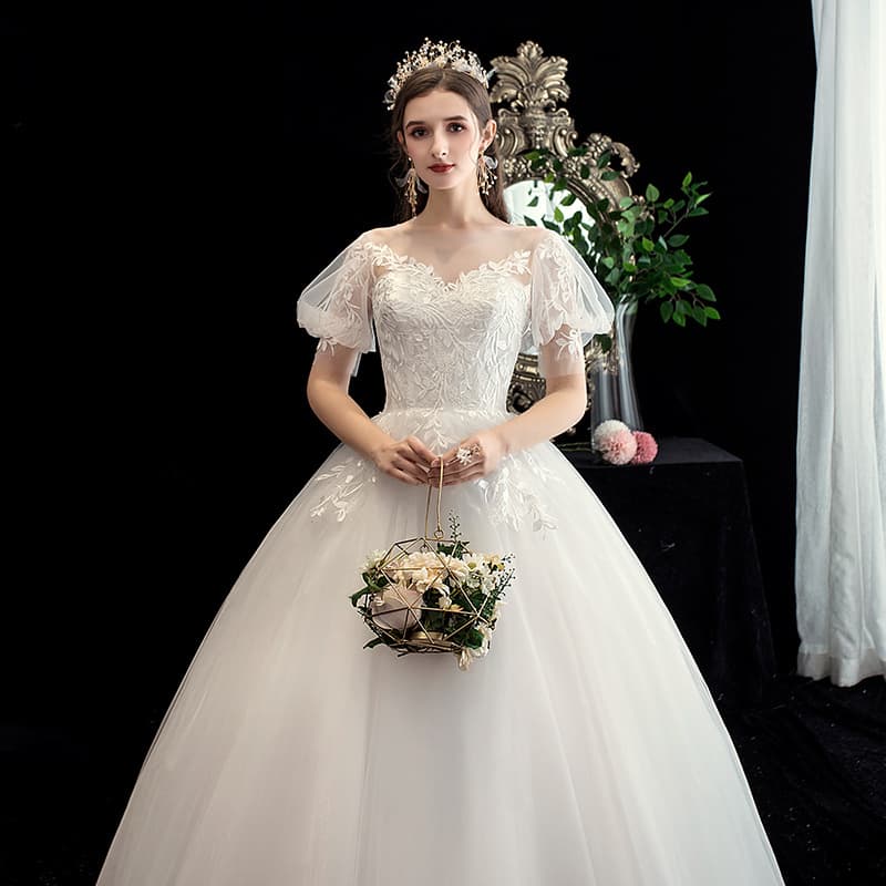 Wedding Dress 2026 New Korean Style Slim Fit Bride Wedding Gown Plus Size Lace Photo Studio Dress Petite H26